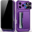 BXYJY for iPhone 17 Pro Max Case Wallet, 2 Privacy Screen Protectors, Card Holder (4-5 Cards), Slide Camera Cover, Military Grade Drop, Heavy Duty Men Women Phone Case for iPhone17 Pro Max, Purple (Dark Purple-PSP)