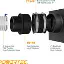 POWERTEC 70475 4-Inch to 3-Inch Reducer and 4 Inch Dust Control Flex Cuff with Steel Hose Clamps, Hose Connector Rubber Cuff Coupler for Woodworking Dust Collection Fittings Accessories