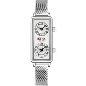 Gosasa Fashionable Women's Quartz Watch, Rectangular Dial with Dual Time Zones, 30m Water Resistant