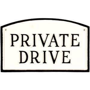 SP-12sm-WB Private Drive Arch Statement Plaque, Small, White and Black (5.5 x 9 in)