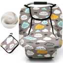 ACRABROS Car Seat Covers for Babies,All Season Infant Carseat Cover Canopy for Boys and Girls,Stretchy Adjustable Peeping Window with Mesh Cover,Warm Breathable Universal Fit,Clouds Sheep