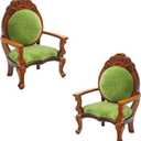 2 Pieces Miniature Armchairs Wooden Carved Single Sofa Chairs 1:12 Miniature Furniture for Min Accessories Furniture Decoration Birthday