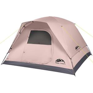 Happy Travel Camping Tent, 4 Person Dome Tents for Camping with Rainfly
Waterproof Clip Easy Setup Portable Family Tent with Mesh Windows, 20% More Headroom Backpacking Tents for Camping & Hiking