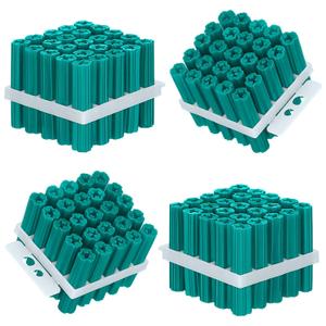 100 Pcs Expanding Plastic Concrete Anchors Screw Anchors Drywall Wall Expansion Pipe for Hollow Walls Tile Cement Bolt Expansion Tube (Green, 1/4" X 1-1/4" for #10,#11, or #12 Screws)