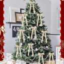 12 Pcs Velvet Ribbon Bows Decorations,White Christmas Ornaments for Tree Home Thanksgiving Party Front Door Wreath Holiday Decor