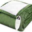 Heated Blanket Electric Blanket Full Size Fuzzy Fleece, 72" x 84" Soft Fluffy Fast Heating Blanket 8 Heating Levels & 10 Hours Auto Off with ETL & FCC Certification, Green
