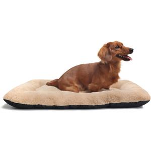 Dog Beds Crate Pad for Medium Dogs Fit Metal Crates or Cages,Ultra Soft Dog Kennel Mat for Crates Washable with Anti-Slip Bottom Kennel Pad for Dogs Cozy Sleeping Mattress,30" x 19",Light Brown