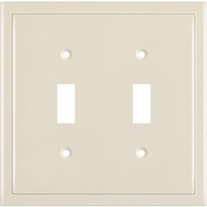 Henne Bery Modern Edge Decorative Wall Plate Switch Plate Outlet Cover, Durable Solid Zinc Alloy (Double Toggle, Light Almond)