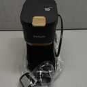 Single Serve One Cup Coffee Maker, for K Cups and Grounds, Mini Coffee Maker with Portable Handle, 6 to 12 Oz Brew Size, for Travel, Camping, Office, RV and Dorm, 120V, Black and Gold