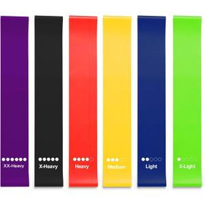 Resistance Bands Set, 6-Level Multi-Colored Exercise Bands for Home & Gym Workouts, Full Body, Leg & Glute Training