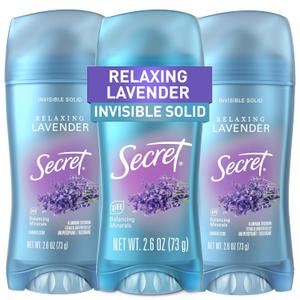 Secret Fresh Antiperspirant Deodorant for Women, 72hr Breathable Sweat & Odor Protection, Instant Freshness & Gentle, PH Balancing Mineral, Invisible Solid, Relaxing Lavender Scent, 2.6 oz (Pack of 3)