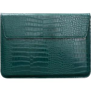 Laptop Sleeve 13-13.6 Inch Crocodile PU Leather Flip Case for 2016-2026 MacBook Neo 13 A18 Pro A3404 Air 13/13.6/ Pro 13 M5 M4 M3 M2 M1, for HP Dell Microsoft 13-13.6" Notebook, Green