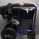 Medline Lightweight Foldable Transport Wheelchair with Handbrakes and 12-Inch Wheels, Blue Frame, Black Upholstery