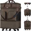 Hanke Expandable Collapsible Luggage with Wheels Suitcase, Rolling Travel Bag, Duffel Garment Tote Bag for Men Women, Lightweight Suitcase, Large Capacity Luggage with Spinner Wheel (Coffee), Expandable Foldable