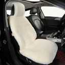 Natural Fur Sheepskin Universal car seat Covers for seat Cushion Auto Accessories (Pearly White, Universal Fit)