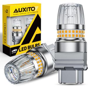 AUXITO Latest 3157 LED Bulb Amber, 3157A LED Turn Signal Bulb, 700% Brighter 3156 3057 4157 3457 4057 4114 LED Bulbs with Projector for Parking DRL Reverse Tail Brake Blinker Marker Light, Pack of 2