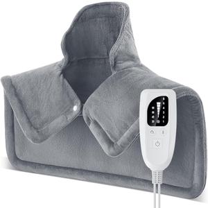 Heating Pad for Neck and Shoulder, Gifts for Women Men Mom Dad, Electric Heat Pads for Back/Knee/Leg, Large Weighted Heating Pad, Machine Washable, Fast-Heating, Auto-Off, 19.7"x22.4" (Gray)