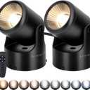 2 Pack 12W Uplighting Indoor Uplights with Timer and Remote, Stepless Adjustable Color Temperature and Dimmable Floor Can Light, 6000K Accent Spot Lights for Plant, Artwork, Corner, Wall
