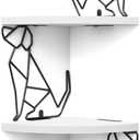 Alsonerbay White Corner Shelf Wall Mount, 4 Tier Floating Shelf for Wall Storage, Rustic Wood Shelves for Bedroom, Living Room, Bathroom, Entryway, Garage (Dog Shaped)