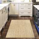 LEEVAN Washable Kitchen Rugs 3x5, Tan/Cream Bedroom Rug, Cotton Woven Entryway Rug, Modern Braided Door Mat, Farmhouse Living Room Rug, Reversible Carpet for Laundry Room Front Porch Outdoor Rug