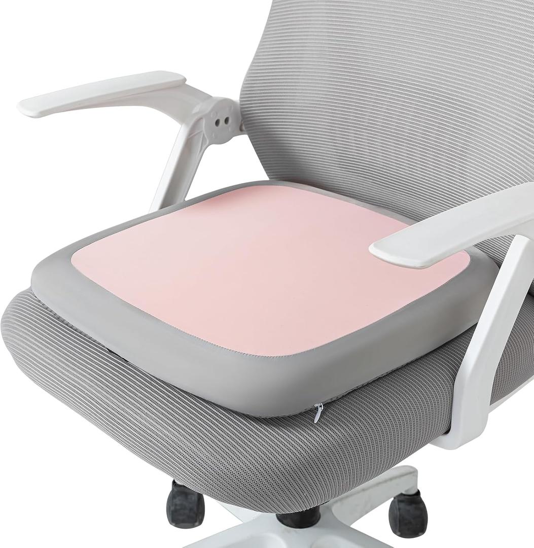SheRest Office Chair Cushion with Straps, Memory Foam Seat Cushion with Removable Cover, Suitable for Office Chairs, Car Seats, and Airplane Seats, Pink, Large