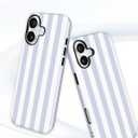 Magnetic Striped Phone Case for iPhone 15 Plus, Compatible with MagSafe, Cute Wide Blue Aesthetic Stripe Soft TPU and Hard PC Shockproof Protective Phone Cover for Women Girls