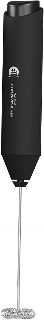 Powerful Milk Frother Wand - Mini Handheld Milk Frother with Stainless Steel Whisk - Battery-Powered Drink Mixer for Coffee, Lattes, Cappuccinos, Matcha - Coffee Enthusiasts Gift - Black