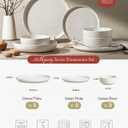 Famiware Milkyway Plates and Bowls Sets, 24 Pieces Dinnerware Sets, Reactive Glaze Dish Set, Stoneware Dishes Set for 8, Matte Beige White