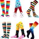 WeciBor Women's Funny Novelty Multi Colorful Pattern Cotton Knee High Socks (8-11)