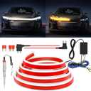 Nilight 70-Inch LED Hood Strip, White Dynamic Startup DRL Sequential Amber Turn Signal, Waterproof for Cars, SUVs & Trucks