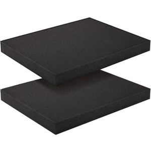 2-Pack Packing Foam Sheets - 16x12x1.5 Customizable Polyurethane Insert Pads for Tool Case Cushioning, Crafts (Black) (1.5 IN)