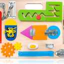 Montessori Busy Board for Toddlers, Wooden Sensory Toys, Preschool Learning Activities for Fine Motor Skills Travel Toy, Basic Life Skills Educational Gifts for 1 2 3 Years Old Kids Boys Girls (Multicolored)