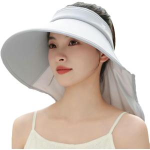 Sun Visor Hats for Women Wide Brim UPF 50+ UV Sun Protection Visor Hats Casual Adjustable Roll up Summer Beach Caps