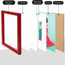 KINLINK 10x12 Picture Frame Red, Solid Wood Frames with Acrylic Plexiglass for 7x9 with Mat or 10x12 without Mat, Tabletop and Wall Mounting Display, 4 Pack