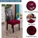 Waterproof Seat Covers for Dining Room Chairs, Rear Gapped | Stretch Waterproof Dining Chair Seat Covers, Washable Dining Chair Slipcovers, 6PCS, Wine Red
