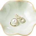 Jewelry Dish Tray, Ring Dish, Ceramic Trinket Tray, Key Bowl, Decorative Plate, for Friends Sisters Daughter Mother(Light Green)