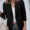 Cicy Bell Womens Casual Blazers Open Front Long Sleeve Work Office Suit Jackets Blazer (Black, L)
