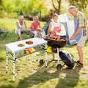 Folding Camping Table with Storage Net,3ft Portable Aluminum Folding Table with 3 Adjustable Height Max 27.3 Inch for Outdoor Backyard BBQ Picnic Cooking Tents Beach Indoor BedroomSilver