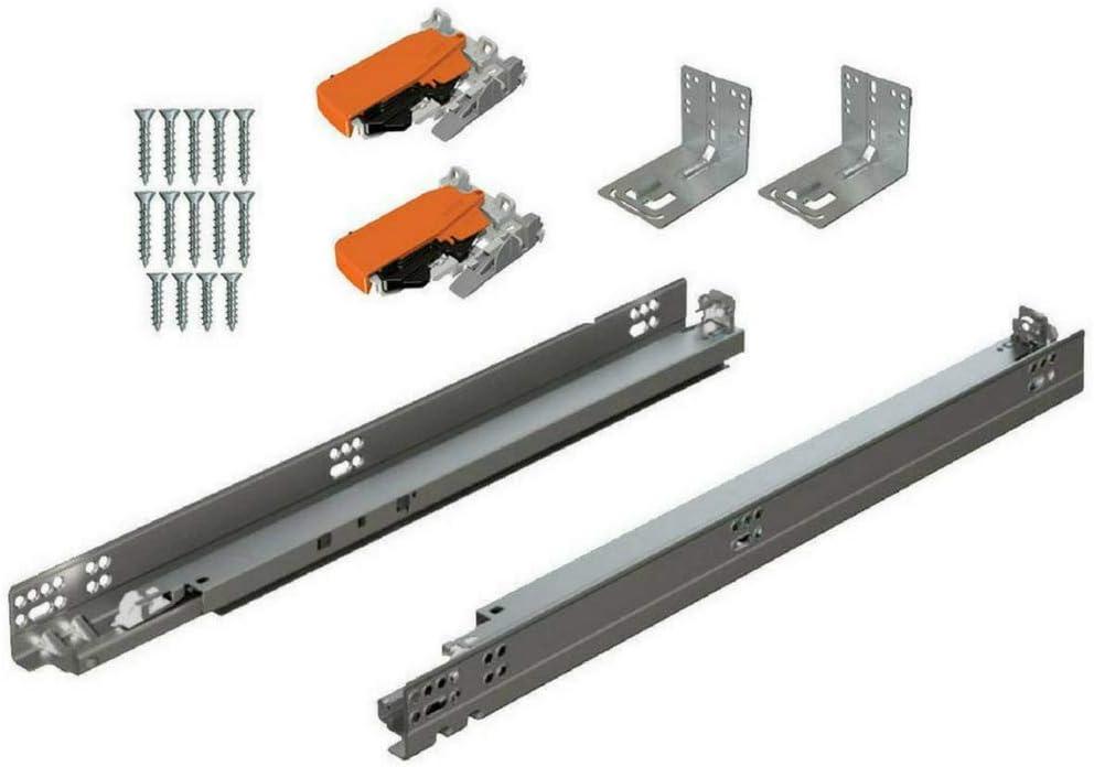 18" BLUM Tandem Set of 6 Drawer Slides Plus BLUMOTION Complete Kit. with Runners 563H, Locking Devices, Rear mounting Brackets, and Screws (for face Frame or Frameless Application)