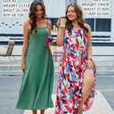 Lepunuo Summer Dresses for Women Casual Maxi Dresses Contrast Spaghetti Strap Sundresses Sexy Backless Dress (Black, L)