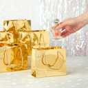 Sparkle and Bash Gold Goodie Bags - Mini Metallic Gold Reusable Paper Bags for Party Favors, Pack of 24, 6 x 5 x 2.5 Inches, Rope Handles