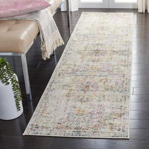 SAFAVIEH Madison Collection Runner Rug - 2'2" x 6', Grey & Gold, Boho Chic Medallion Distressed Design, Non-Shedding & Easy Care, Ideal for High Traffic Areas in Living Room, Bedroom (MAD473F)