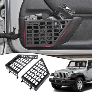 Z8 Metal Front Door Pockets for 2007-2018 Jeep Wrangler JK JKU 2/4 Storage Stainless Steel Door Side Insert Organizer