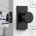 Matte Black Door Knobs, Zinc Alloy Heavy Duty Privacy Door Knob, Interior Black Door Knobs, Rectangular Modern Door Knob for Bedroom, Bathroom, Study, Office