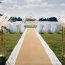 Preboun 3ft x 30 ft Wedding Aisle Runner Outdoor Natural Burlap Aisle Runner for Wedding Ceremony Wide Rustic Jute Carpet Rug with Lace Outdoor Beach Ceremony Decorations for Garden Lawn Church