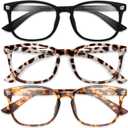 Gaoye Stylish Blue Light Glasses for Woman - Computer Glasses 99% Blue Light Blocking - Lightweight TR90 Frames - 3 pack (B2-matte Black+leopard+tortoise)
