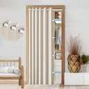 100% Blackout Faux Linen Doorway Curtain Accordion Style Doors for Doorway Magnetic Door Curtain, 80 Inch Room Divider Curtains for Cover, 1 Panel, W45 x L80, Sand