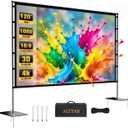 120 Inch Outdoor Projector Screen with Stand - Portable Projector Screen Outdoor Indoor Projection Screens 16:9 4K HD Movie Screens with Carry Bag Can Enjoy Home Theater Projection Screens