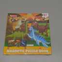 SYNARRY Magnetic Dinosaur Puzzles for Kids Ages 3-5, 20 Pieces Puzzles for Toddlers 4-6, Easter Basket Stuffers Valentines Day Gifts for Kids, Car Airplane Road Trip Activities Toys for Boys Girls