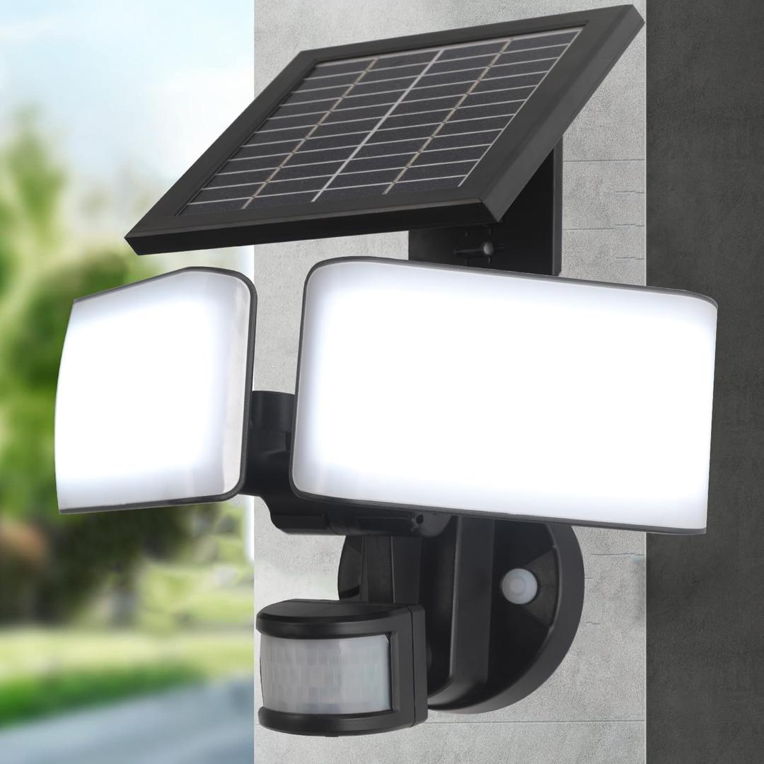 Mille Lucciole Solar Outdoor Lights 1000LM,50 * 2 LED,Security Lights,2 Heads Motion Sensor Lights, IP65 Waterproof,280 Wide Angle Flood Wall Lights with 2 Modes(2 Packs)